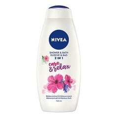 Гель и пена для душа Nivea Care & Relax Shower & Bath 750 мл цена и информация | Масла, гели для душа | kaup24.ee