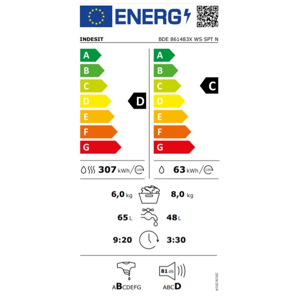 Indesit BDE861483XWSPTN hind ja info | Pesumasinad | kaup24.ee