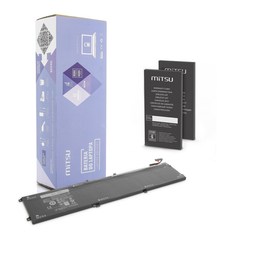 Mitsu Battery BC/DE-XPS15 (DELL 7260 MAH 84 WH) hind ja info | Sülearvuti akud | kaup24.ee