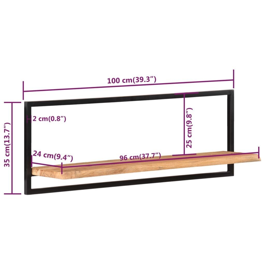 vidaXL seinariiulid 2 tk, 100x24x35 cm, toekas akaatsiapuit hind ja info | Riiulid | kaup24.ee