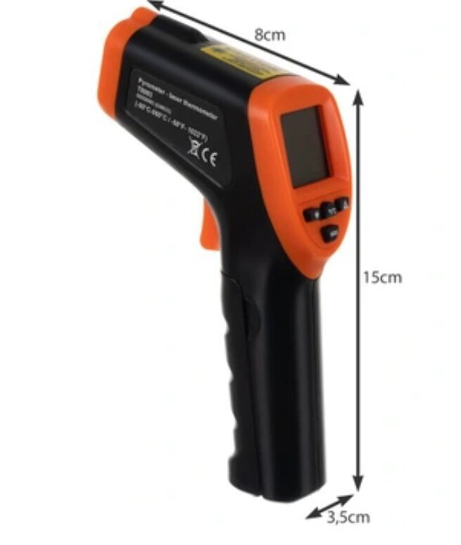 Laserpüromeeter Kontaktivaba termomeeter -50 + 500 °C цена и информация | Ilmajaamad, termomeetrid | kaup24.ee