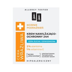 Niisutav ja kaitsev kreem kuivale ja dehüdreeritud nahale AA Sensitive Skin Soothing Irritations 24H, 50ml цена и информация | Кремы для лица | kaup24.ee