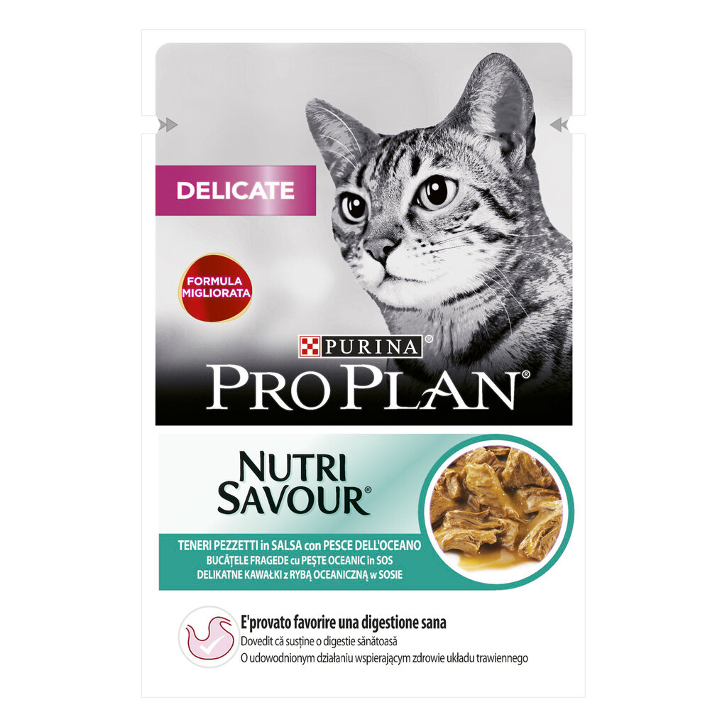 Kasside märgtoit Purina Purina Pro Plan Delicate Nutrisavour Delicate einekotike, 85 g / 1tk hind ja info | Konservid kassidele | kaup24.ee