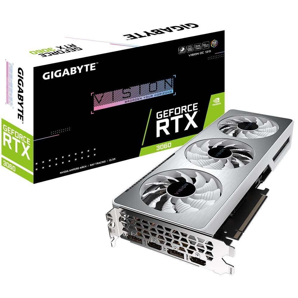 Gigabyte GeForce RTX 3060 VISION OC 12G (GV-N3060VISION OC-12GD) hind ja info | Videokaardid (GPU) | kaup24.ee