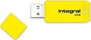 Память USB Flash Integral 64 Гб, USB2.0 Drive, жёлтый неон цена и информация | USB накопители | kaup24.ee