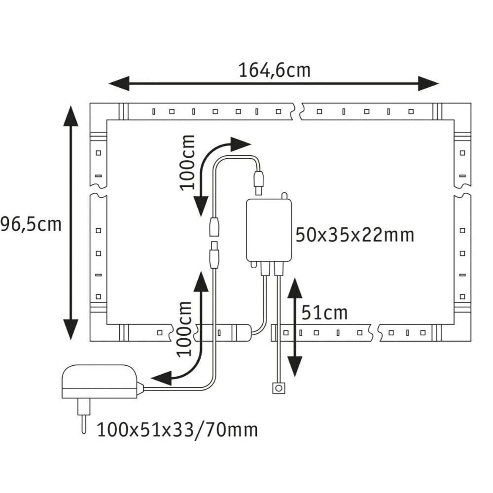 Paulmann MaxLED 250 LED riba TV Comfort Basic Set 75 tolli 5,1m 25,5W 230lm/m 28LEDs/m RGBW+ 36VA hind ja info | LED ribad | kaup24.ee