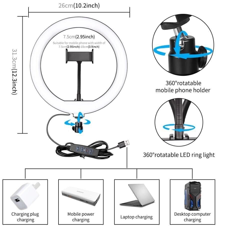 Ümmargune LED lamp цена и информация | Fotovalgustuse seadmed | kaup24.ee