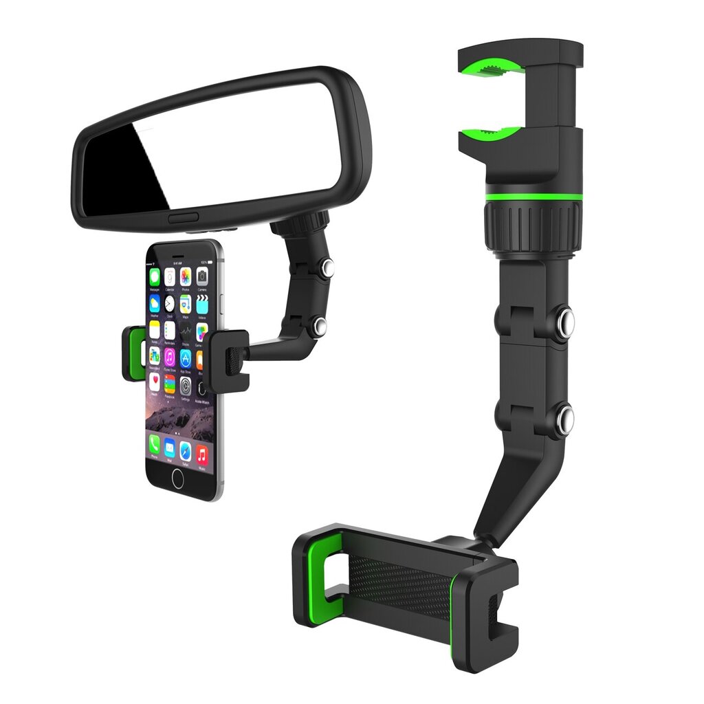 Adjustable car rearview mirror holder for smartphone цена и информация | Mobiiltelefonide hoidjad | kaup24.ee