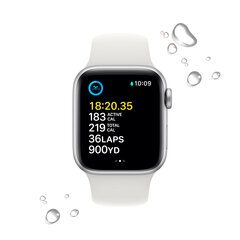 Apple Watch SE GPS 44mm Silver Aluminium Case with White Sport Band - Regular 2nd Gen - MNK23EL/A hind ja info | Nutikellad (smartwatch) | kaup24.ee