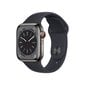 Apple Watch Series 8 GPS + Cellular 41mm Graphite Stainless Steel Case ,Midnight Sport Band - MNJJ3EL/A LV-EE hind ja info | Nutikellad (smartwatch) | kaup24.ee