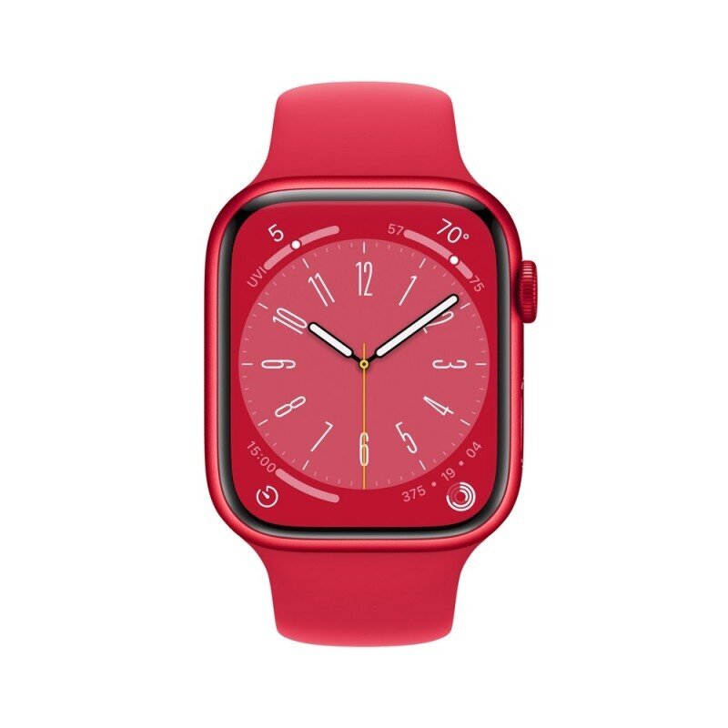 Apple Watch Series 8 GPS + Cellular 45mm (PRODUCT)RED Aluminium Case ,(PRODUCT)RED Sport Band - MNKA3EL/A LV-EE цена и информация | Nutikellad (smartwatch) | kaup24.ee