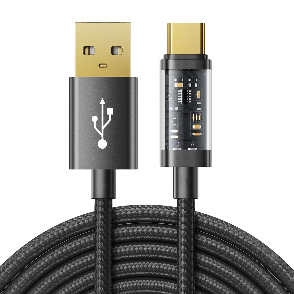 Kaabel Joyroom USB cable - USB Type C for charging / data transmission 3A, 2 m, black (S-UC027A20) цена и информация | Mobiiltelefonide kaablid | kaup24.ee