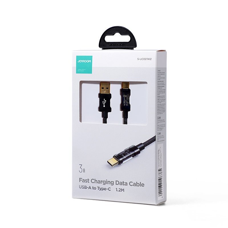 Kaabel Joyroom USB cable - USB Type C for charging / data transmission 3A, 1.2 m, black (S-UC027A12) цена и информация | Mobiiltelefonide kaablid | kaup24.ee