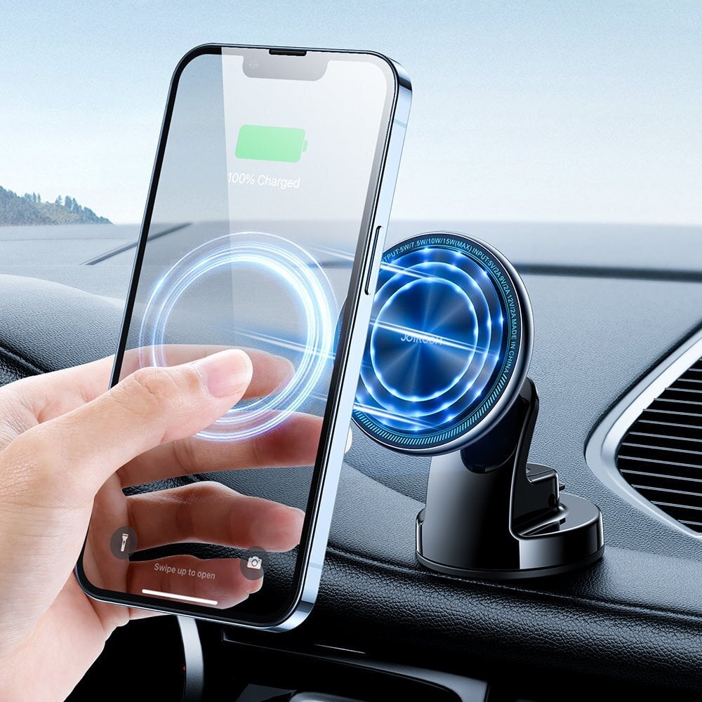 Telefonihoidja autosse Joyroom Car Magnetic Holder Qi Wireless Induction Charger 15W (MagSafe for iPhone Compatible) for Dashboard Silver (JR-ZS290) hind ja info | Mobiiltelefonide hoidjad | kaup24.ee