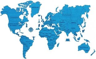 Карта мира 120 x 80 см дерево голубого цвета 46 частей - цена и информация | Картины, живопись | kaup24.ee