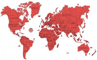 Карта мира 200 х 120 см дерево красное 110 частей - цена и информация | Настенные деревянные декорации | kaup24.ee