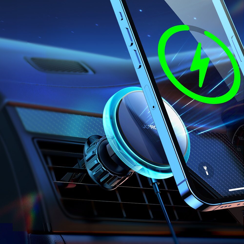 Telefonihoidik autosse Joyroom Car Holder Qi Wireless Induction Charger 15W (MagSafe for iPhone Compatible) for Ventilation Grille Silver (JR-ZS291) hind ja info | Mobiiltelefonide hoidjad | kaup24.ee