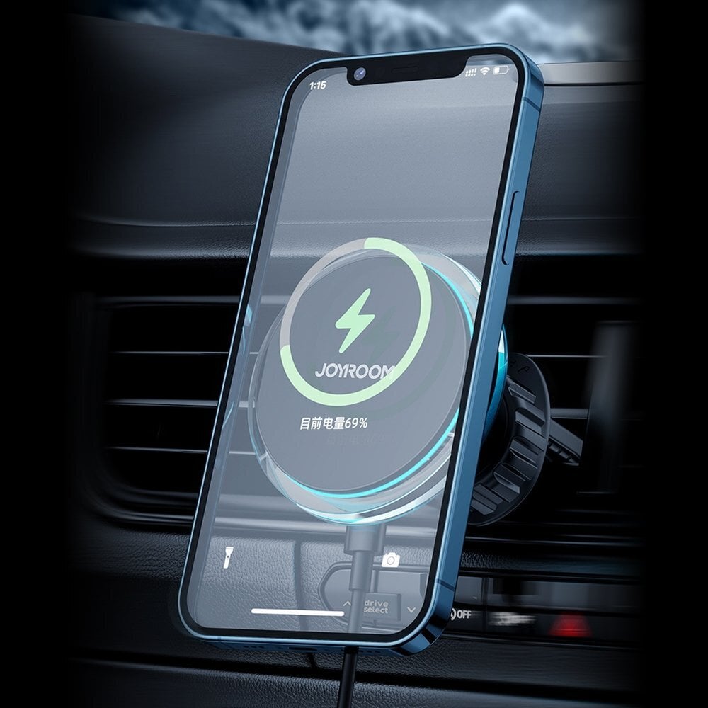 Telefonihoidik autosse Joyroom Car Holder Qi Wireless Induction Charger 15W (MagSafe for iPhone Compatible) for Ventilation Grille Silver (JR-ZS291) hind ja info | Mobiiltelefonide hoidjad | kaup24.ee