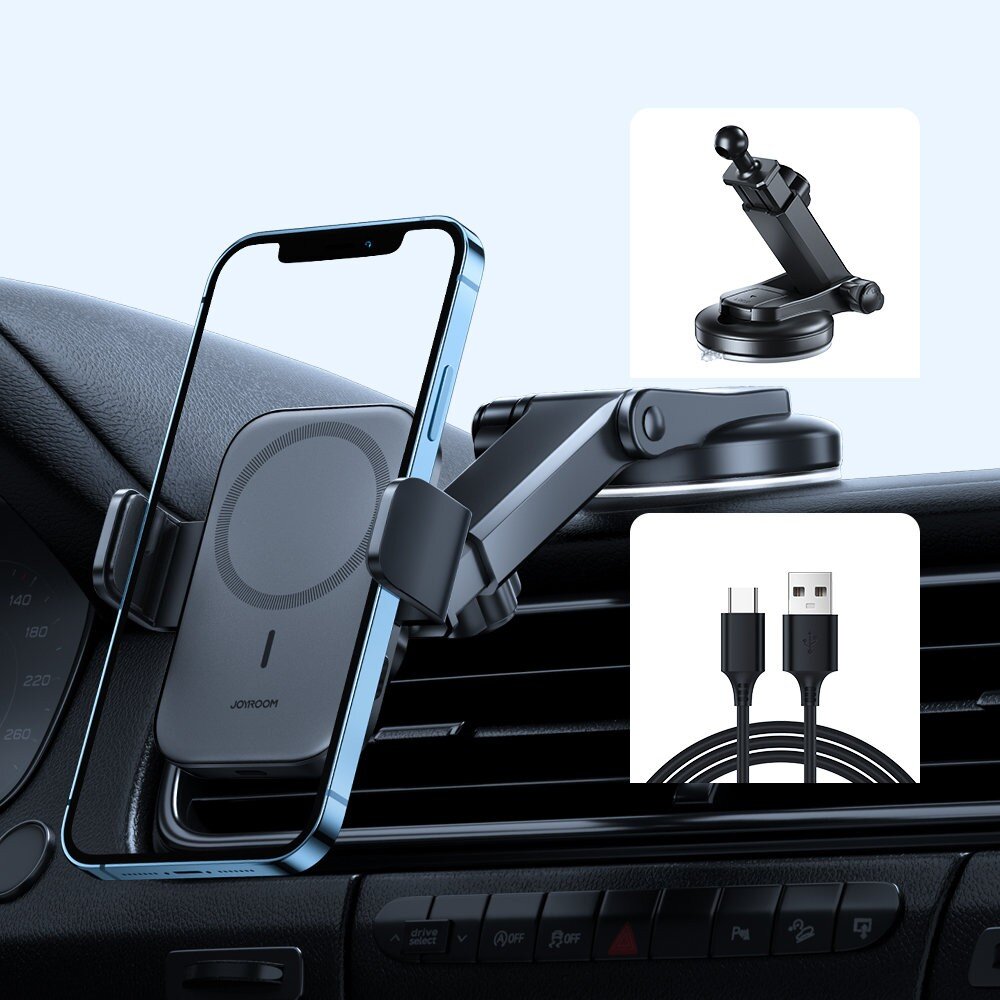 Telefonihoidik autosse Joyroom Car Holder Qi Wireless Induction Charger 15W (MagSafe Compatible for iPhone) for Air Vent (JR-ZS295) hind ja info | Mobiiltelefonide hoidjad | kaup24.ee