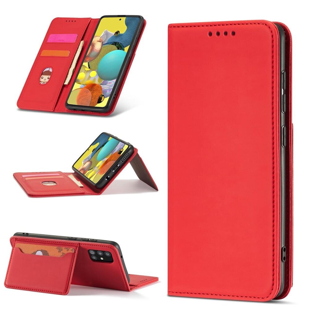 Telefoni kaaned Magnet Card Case for Xiaomi Redmi Note 11 Pro Pouch Card Wallet Card Holder (Red) hind ja info | Telefoni kaaned, ümbrised | kaup24.ee