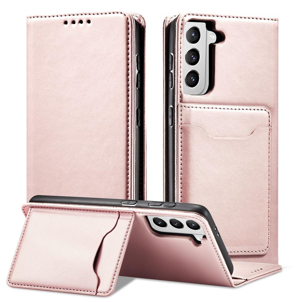 Telefoni kaaned Magnet Card Case Case for Samsung Galaxy S22 Pouch Card Wallet Card Stand (Pink) hind ja info | Telefoni kaaned, ümbrised | kaup24.ee