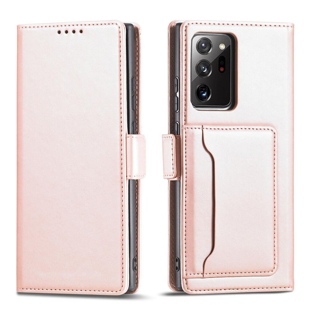 Telefoni kaaned Magnet Card Case Case for Samsung Galaxy S22 Ultra Cover Card Wallet Card Stand (Pink) hind ja info | Telefoni kaaned, ümbrised | kaup24.ee