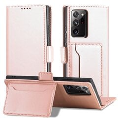 Telefoni kaaned Magnet Card Case Case for Samsung Galaxy S22 Ultra Cover Card Wallet Card Stand (Pink) hind ja info | Telefoni kaaned, ümbrised | kaup24.ee