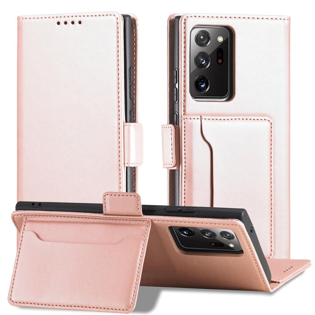 Telefoni kaaned Magnet Card Case Case for Samsung Galaxy S22 Ultra Cover Card Wallet Card Stand (Pink) цена и информация | Telefoni kaaned, ümbrised | kaup24.ee