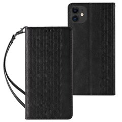 Telefoni kaaned Magnet Strap Case for iPhone 12 Pouch Wallet + Mini Lanyard Pendant (Black) hind ja info | Telefoni kaaned, ümbrised | kaup24.ee