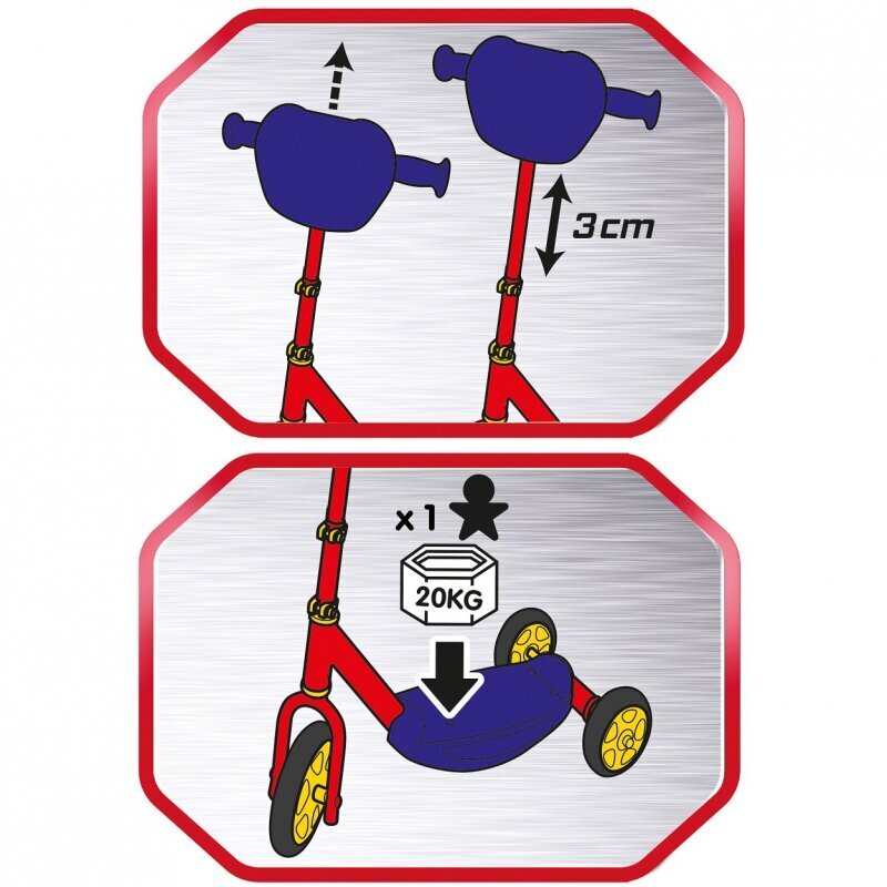 Laste kolmerattaline motoroller - Auta 3, punane цена и информация | Tõukerattad | kaup24.ee