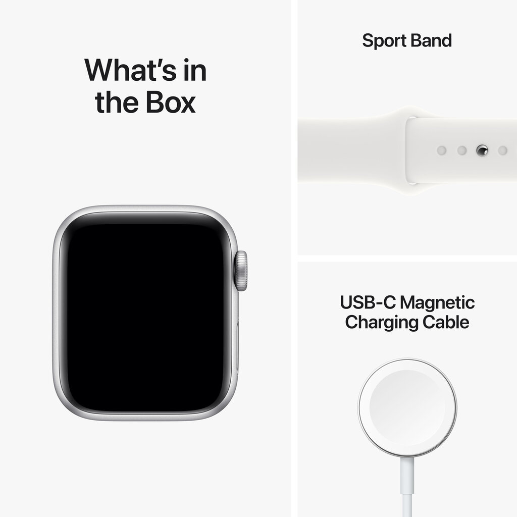 Apple Watch SE GPS + Cellular 44mm Silver Aluminium Case with White Sport Band - Regular 2nd Gen - MNQ23EL/A цена и информация | Nutikellad (smartwatch) | kaup24.ee