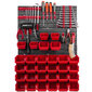 Töökoja seinariiul 57 x 78 cm virnastamiskastid tööriistahoidik plastik punane must seinakinnitus seinaplaadi kinnitussiinid (26 kasti punane) hind ja info | Tööriistakastid, tööriistahoidjad | kaup24.ee
