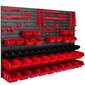 Virnastamiskastid seinariiul 1152 x 780 mm seinaplaadi hoiukarbid tööriistahoidja plastik (44 kasti punane/must) цена и информация | Tööriistakastid, tööriistahoidjad | kaup24.ee