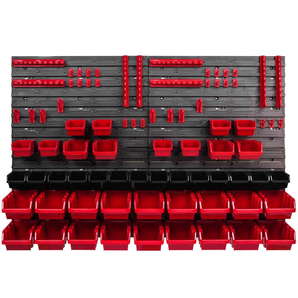 Virnastamiskastid seinariiul 1152 x 780 mm seinaplaadi hoiukarbid tööriistahoidja plastik (44 kasti punane/must) цена и информация | Tööriistakastid, tööriistahoidjad | kaup24.ee