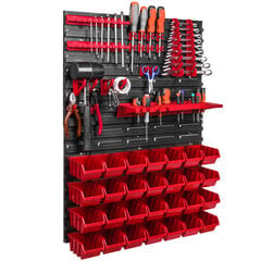 576 x 780 mm seinariiul töökoda garaaž hoiuruum hobiruum tööriistahoidik virnastamiskastid hoiukastid (28 kasti punast) hind ja info | Tööriistakastid, tööriistahoidjad | kaup24.ee