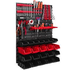 576 x 780 mm seinariiul töökoda garaaž hoiuruum hobiruum tööriistahoidik virnastamiskastid hoiukastid (22 kasti punast/must) hind ja info | Tööriistakastid, tööriistahoidjad | kaup24.ee