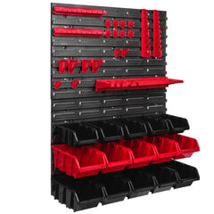 576 x 780 mm seinariiul töökoda garaaž hoiuruum hobiruum tööriistahoidik virnastamiskastid hoiukastid (15 kasti punast/must) hind ja info | Tööriistakastid, tööriistahoidjad | kaup24.ee