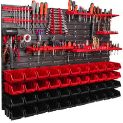 Hoiusüsteemi seinariiul 1152 x 780 mm tööriistasein 44 tk virnastamiskastid plastik hind ja info | Tööriistakastid, tööriistahoidjad | kaup24.ee