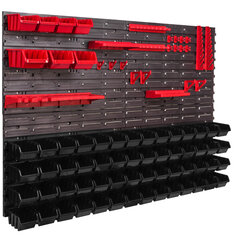 Töökojariiul seinariiul 1152 x 780 mm virnastamiskastid punane must tööriistahoidik hoiukastid riiulisüsteem Schütte Box (63 kasti must) hind ja info | Tööriistakastid, tööriistahoidjad | kaup24.ee
