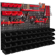 Töökojariiul seinariiul 1152 x 780 mm virnastamiskastid punane must tööriistahoidik hoiukastid riiulisüsteem Schütte Box (51 kasti must) hind ja info | Tööriistakastid, tööriistahoidjad | kaup24.ee