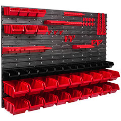 Töökojariiul seinariiul 1152 x 780 mm virnastamiskastid punane must tööriistahoidik hoiukastid riiulisüsteem Schütte Box (39 kasti punane/must) hind ja info | Tööriistakastid, tööriistahoidjad | kaup24.ee
