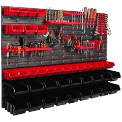 Töökojariiul seinariiul 1152 x 780 mm virnastamiskastid punane must tööriistahoidik hoiukastid riiulisüsteem Schütte Box (39 kasti must/punane) hind ja info | Tööriistakastid, tööriistahoidjad | kaup24.ee