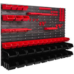 Töökojariiul seinariiul 1152 x 780 mm virnastamiskastid punane must tööriistahoidik hoiukastid riiulisüsteem Schütte Box (39 kasti must/punane) цена и информация | Ящики для инструментов, держатели | kaup24.ee