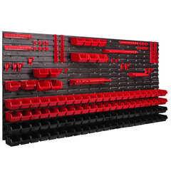 172 x 78 cm XXL süsteemiriiul seinariiul virnastatavad karbid tööriistasein tööriistahoidik hoiukastid plastik punane must (101 kasti must/punane) hind ja info | Tööriistakastid, tööriistahoidjad | kaup24.ee