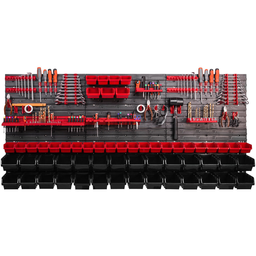 173 x 78 cm virnastatav kasti seinariiul töökojariiul avatud eesmine hoiukarp kast renni tööriistahoidiku konks (57 kasti must/punane) hind ja info | Tööriistakastid, tööriistahoidjad | kaup24.ee