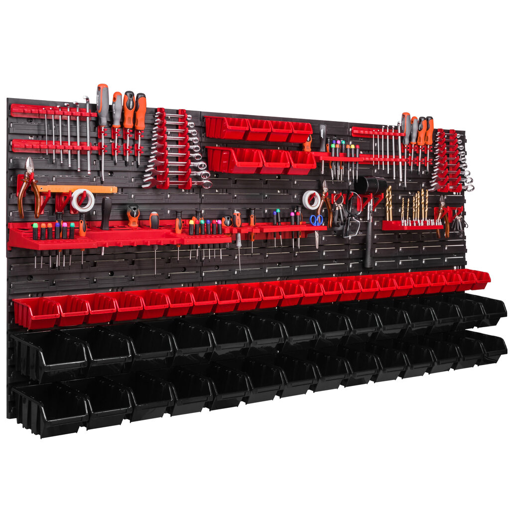173 x 78 cm virnastatav kasti seinariiul töökojariiul avatud eesmine hoiukarp kast renni tööriistahoidiku konks (57 kasti must/punane) hind ja info | Tööriistakastid, tööriistahoidjad | kaup24.ee