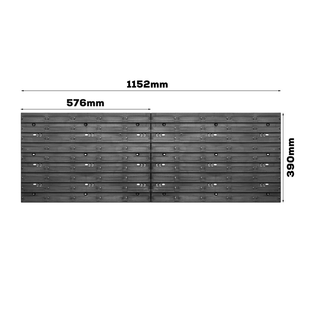 Hoiusüsteemi seinariiul 1152 x 390 mm | 61 tk kastid | Virnastamiskastid, renniriiul, hoiukastid | Eriti tugevad seinapaneelid | Laiendatav riiul | Töökoja riiulid, laoriiulid, töökoja seinariiulid, pistikriiulid hind ja info | Tööriistakastid, tööriistahoidjad | kaup24.ee