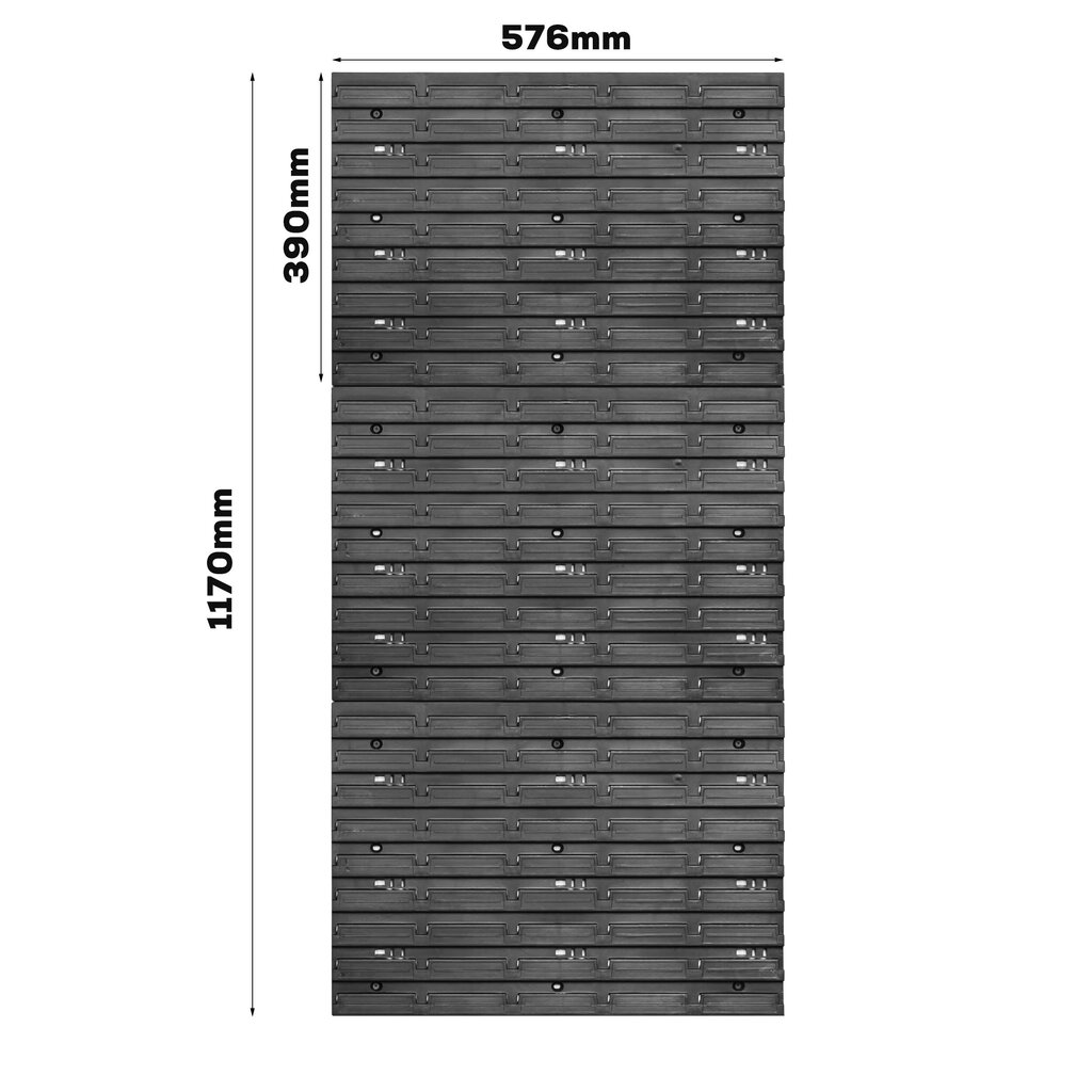 Hoiusüsteemi seinariiul 576 x 1170 mm | 70 tk kastid | Virnastamiskastid, renniriiul, hoiukastid | Eriti tugevad seinapaneelid | Laiendatav riiul | Töökoja riiulid, laoriiulid, töökoja seinariiulid, pistikriiulid hind ja info | Tööriistakastid, tööriistahoidjad | kaup24.ee