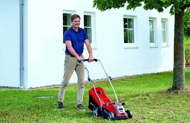 Einhell GE-CM 18/33 Li (1x4,0Ah) Jalutatav muruniiduk Aku must, punane цена и информация | Muruniidukid | kaup24.ee