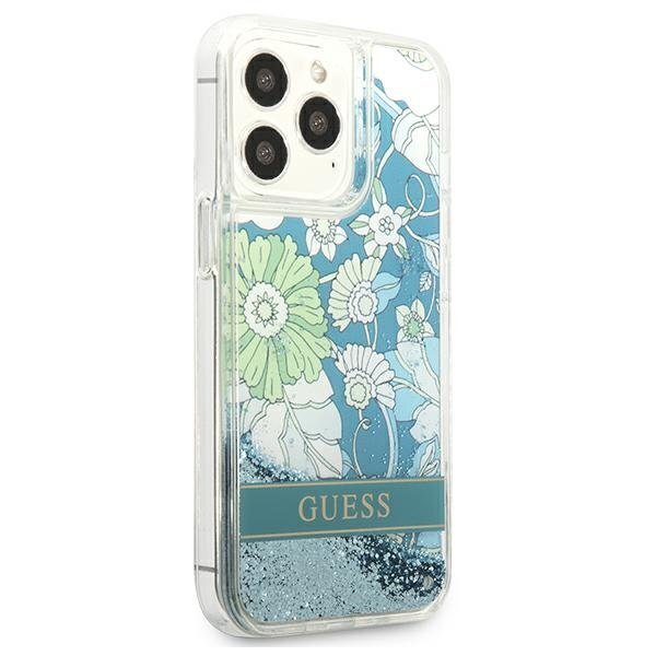 Telefoniümbris Guess GUHCP13LLFLSN iPhone 13 Pro / 13 6.1 / green hardcase Flower Liquid Glitter (Green) hind ja info | Telefoni kaaned, ümbrised | kaup24.ee